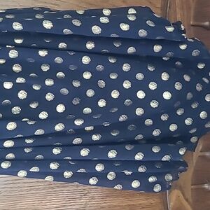 Joseph Ribkoff Midnight/Blue/Gold Metallic Dot Blouse with Stretch Shoulder